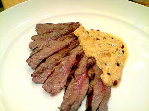 Beef fillet steaks with creamy pepper sauce