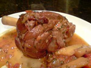 Slow cooked lamb shanks